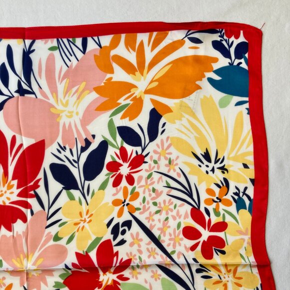 Floral Flower Scarf Wrap Multicolor Square Summer 27" X 27" Red Blue Yellow Pink - Picture 5 of 14